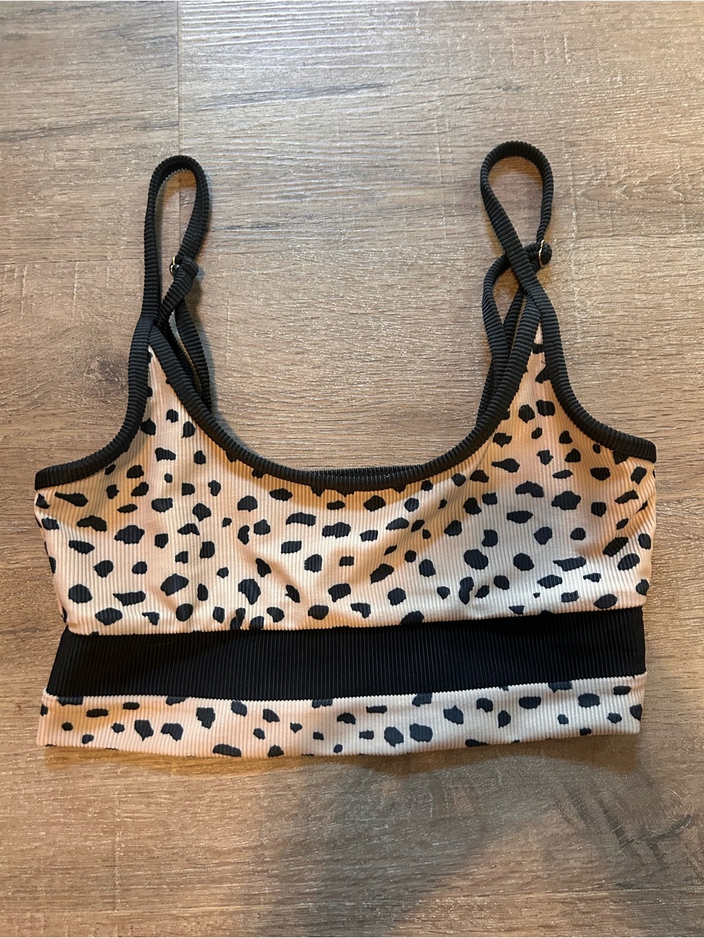 Beach Riot Eva Bikini Top Womens Size M Taupe Leopard Print Strappy Back